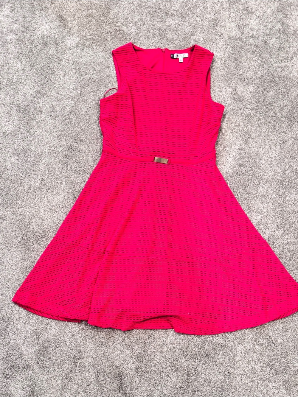 Women’s Pink Fit-and-Flare Dress with Waist Accent